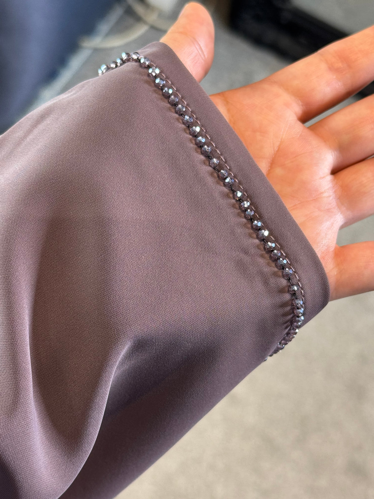 Dusty Mauve Beaded Abaya