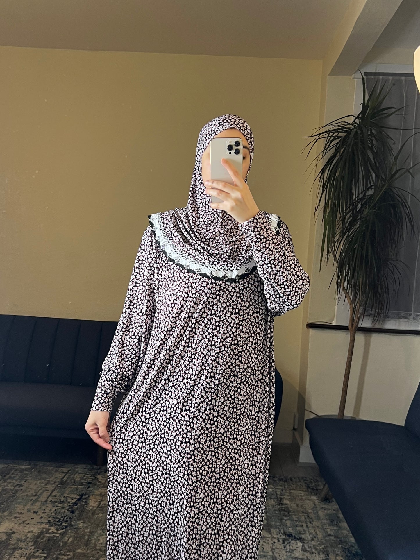 Black Floral prayer dress