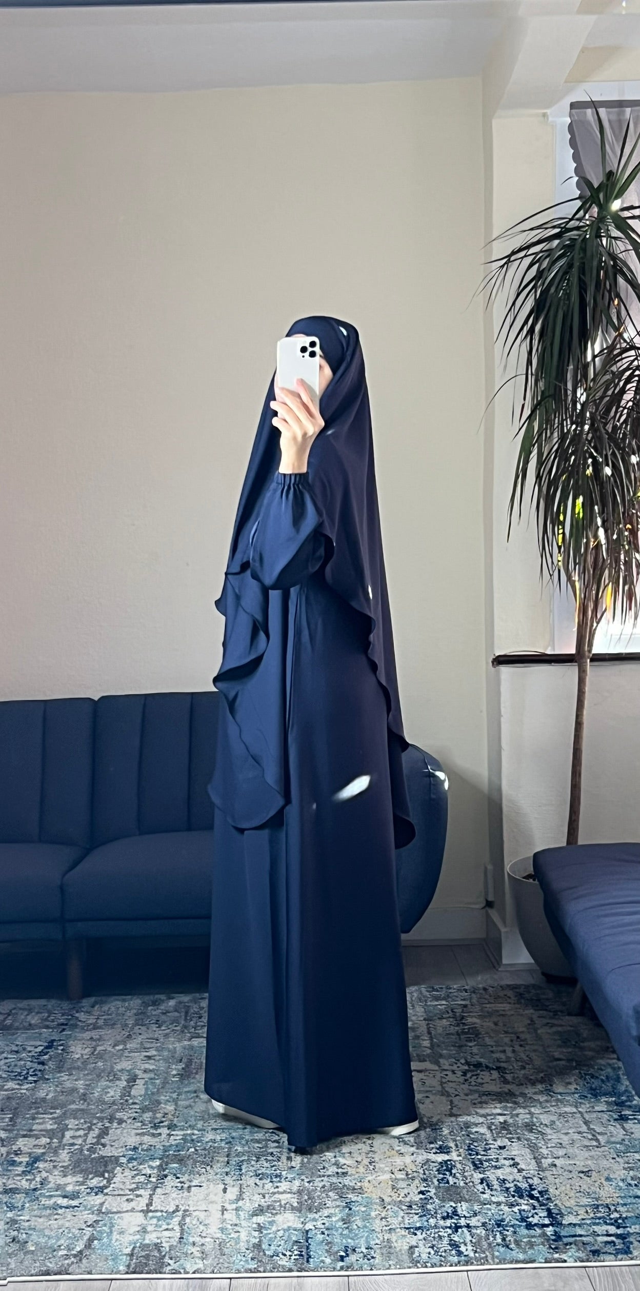 Navy Blue Khimar Set - Two Piece Everyday Outfit
