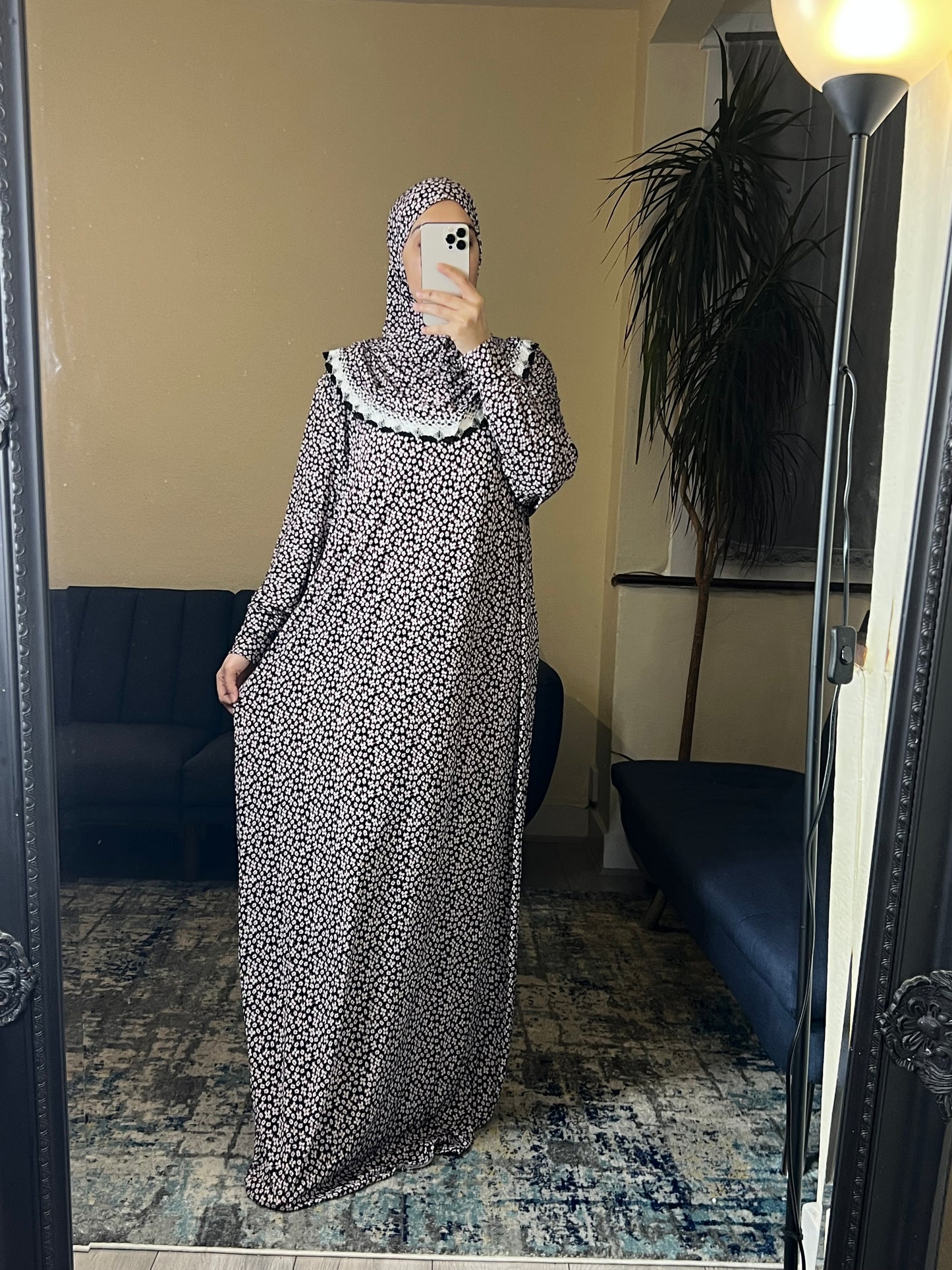 Black Floral prayer dress