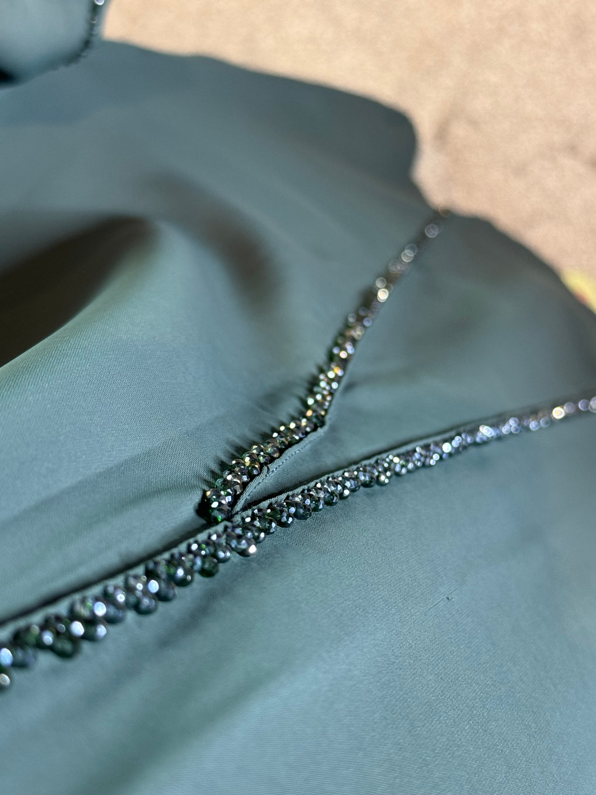 Crystal Line Abaya Set — Teal Green