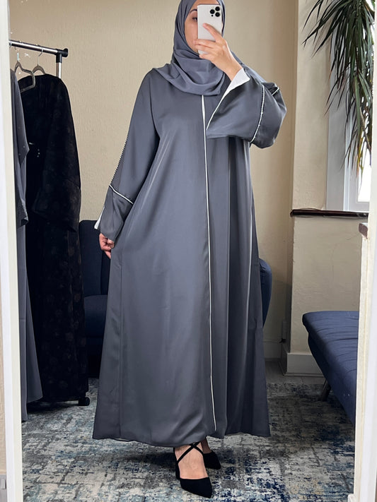 Grey open abaya