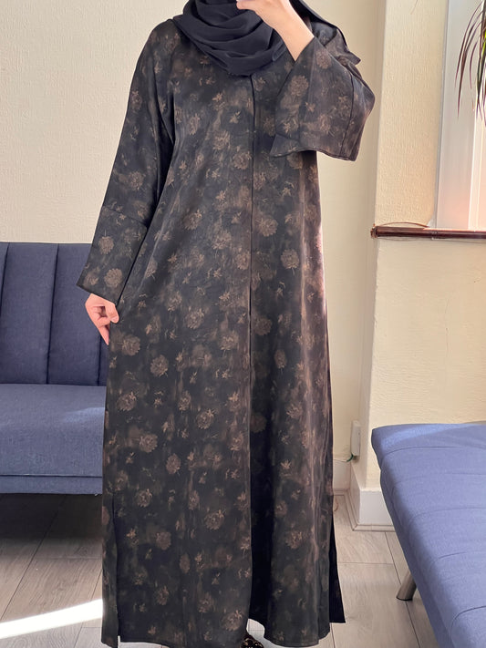 Floral black abaya
