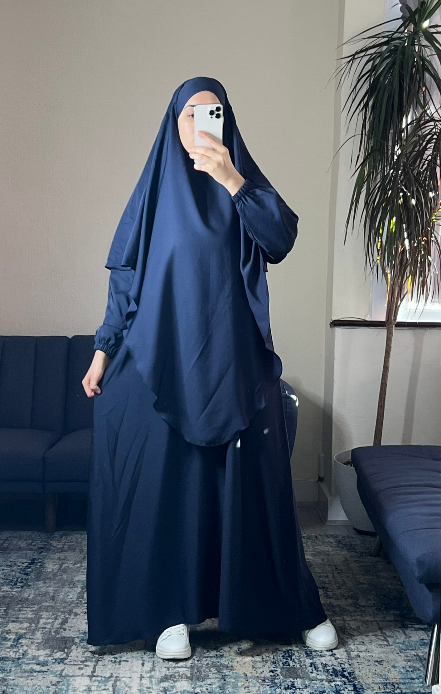 Navy Blue Khimar Set - Two Piece Everyday Outfit