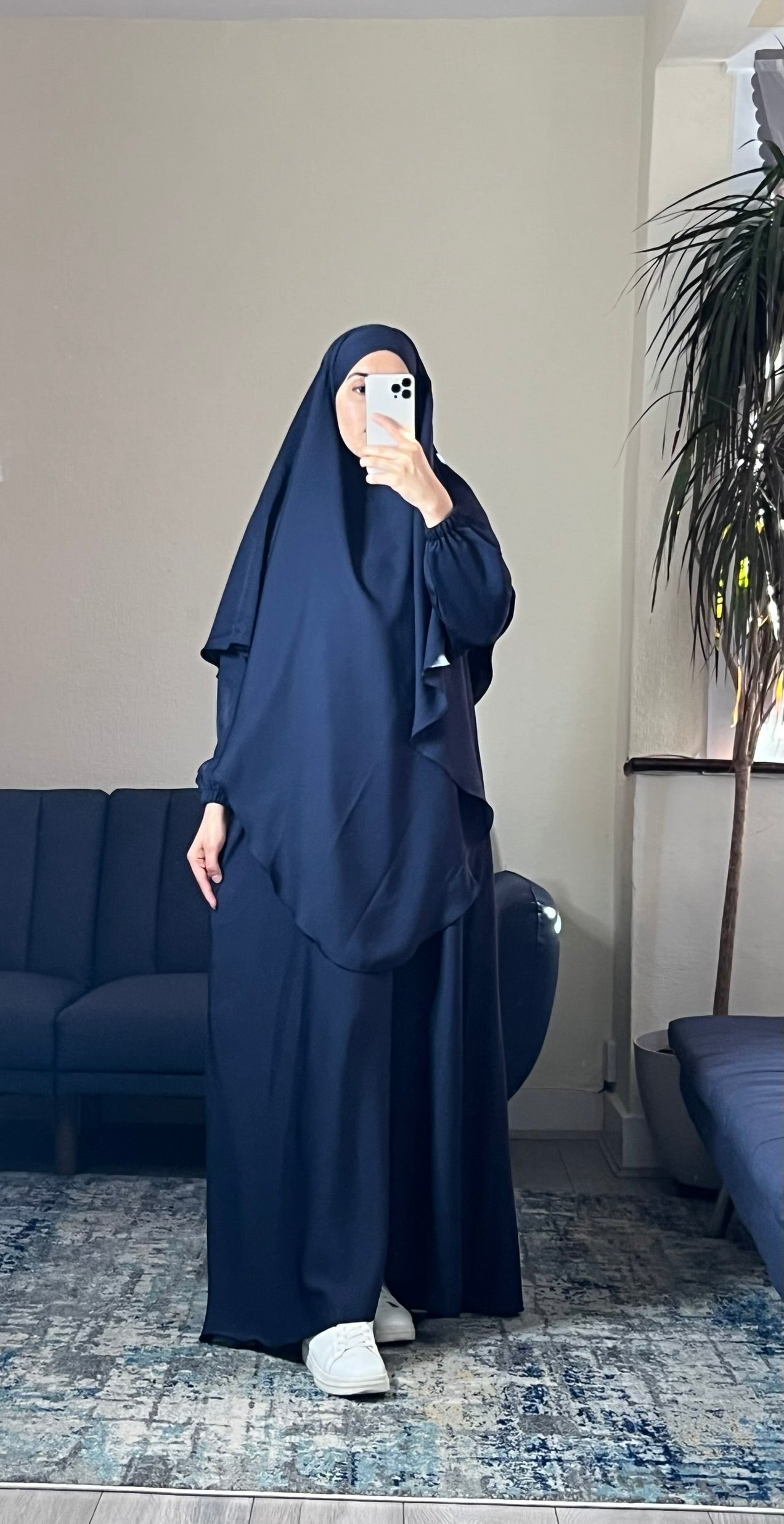 Navy Blue Khimar Set - Two Piece Everyday Outfit